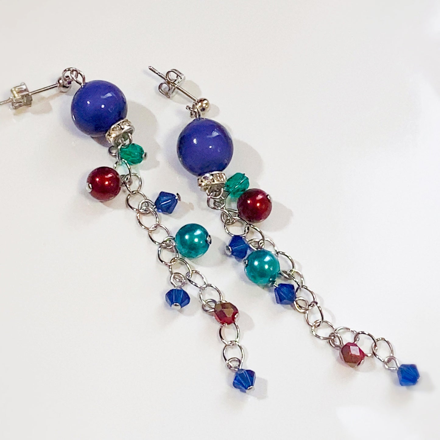 ベネチアガラス&マルチビーズ ドロップピアス/イヤリング