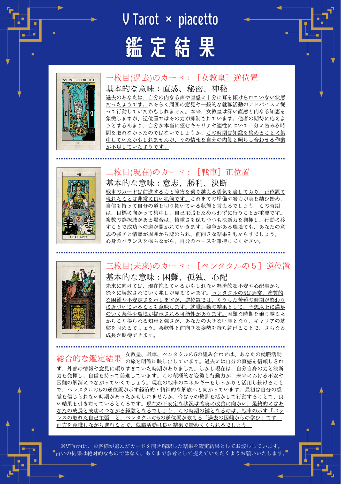 【VTarot×piacetto】スリーカード占い