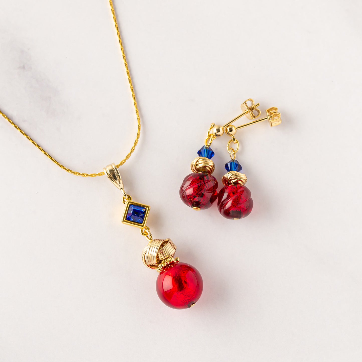 ［Set］アクセントスタイルネックレス／ワンドロップイヤリング