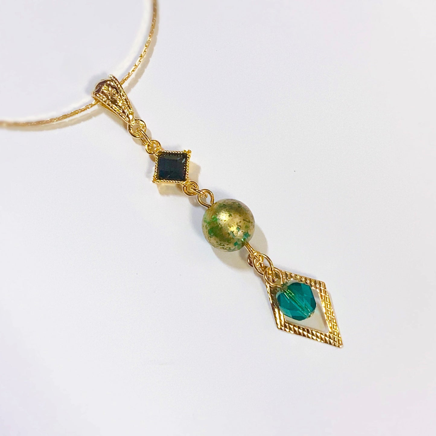 ベネチアガラス&ダブルチャーム ネックレス