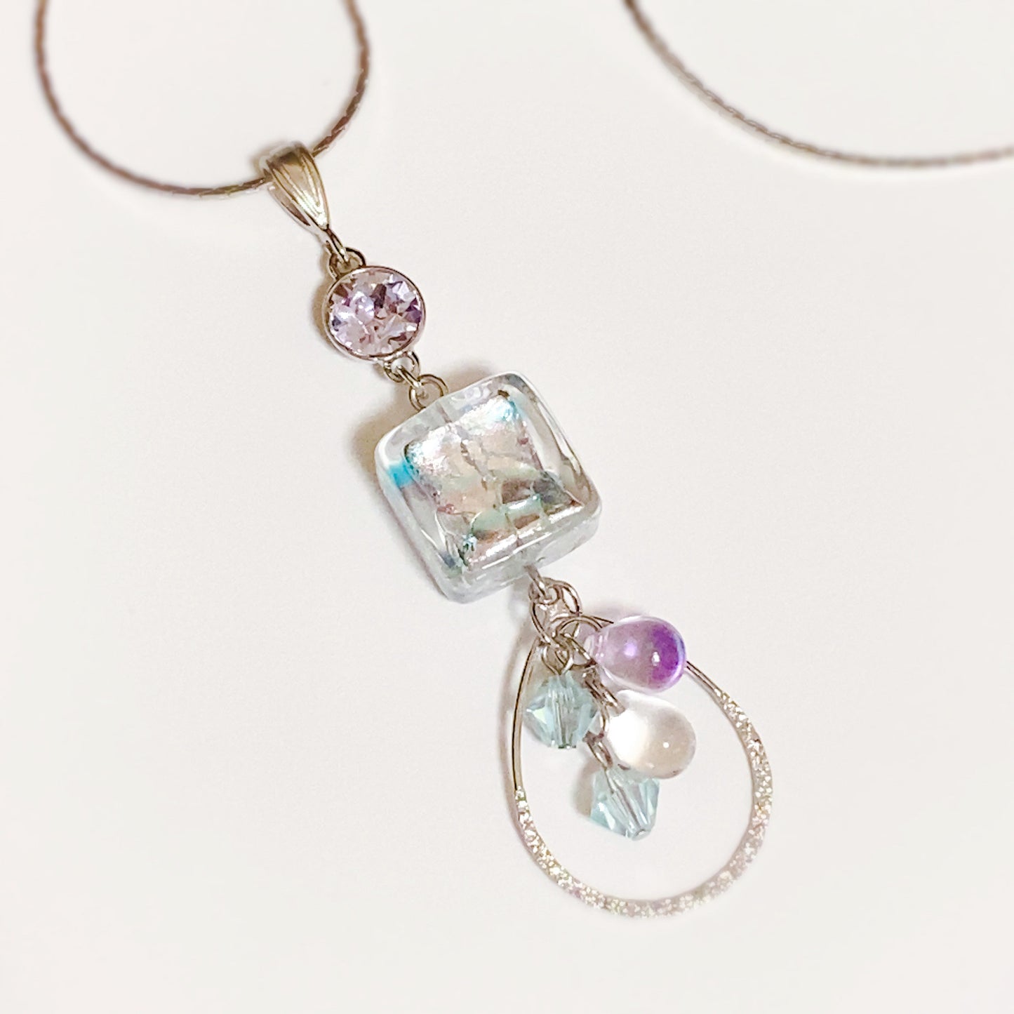 ベネチアガラス&ダブルチャーム ネックレス