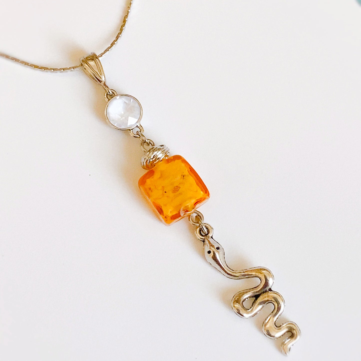 ベネチアガラス&ダブルチャーム ネックレス