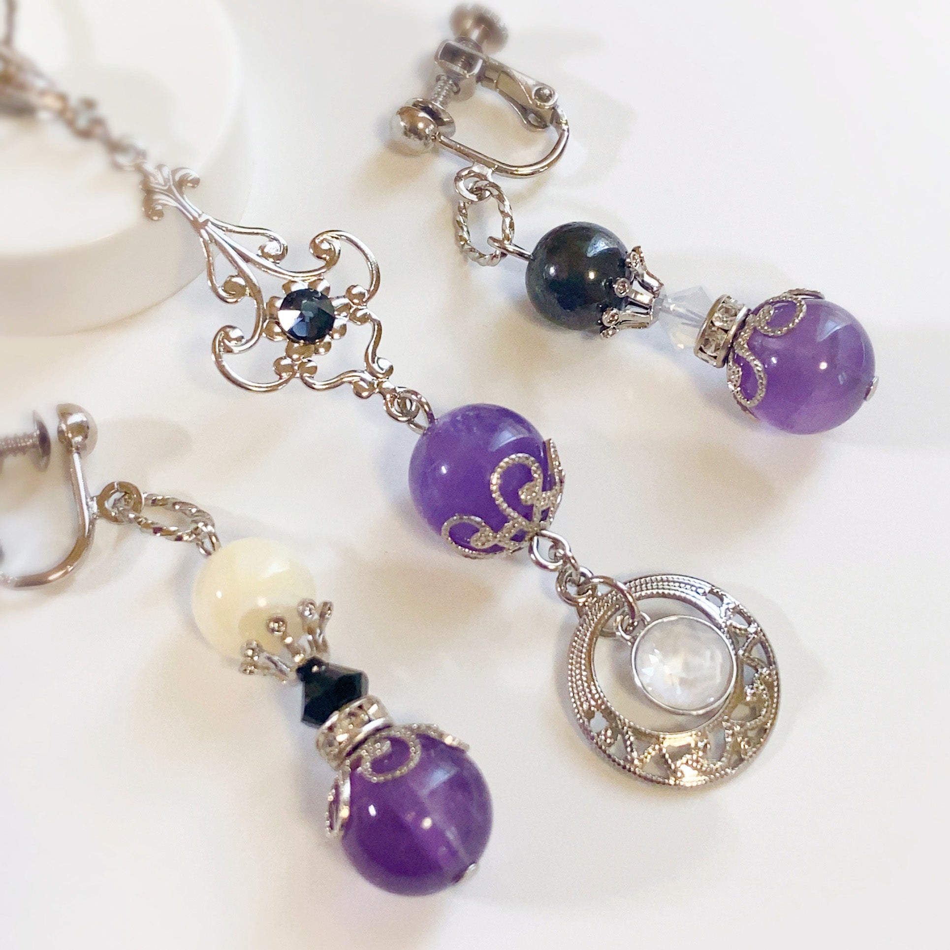 まとめ アクセサリー ネックレス リング ブローチ イヤリング ピアス ゴシック 概念アクセサリー】［Set］ベネチアガラス ダブルチャームネックレス