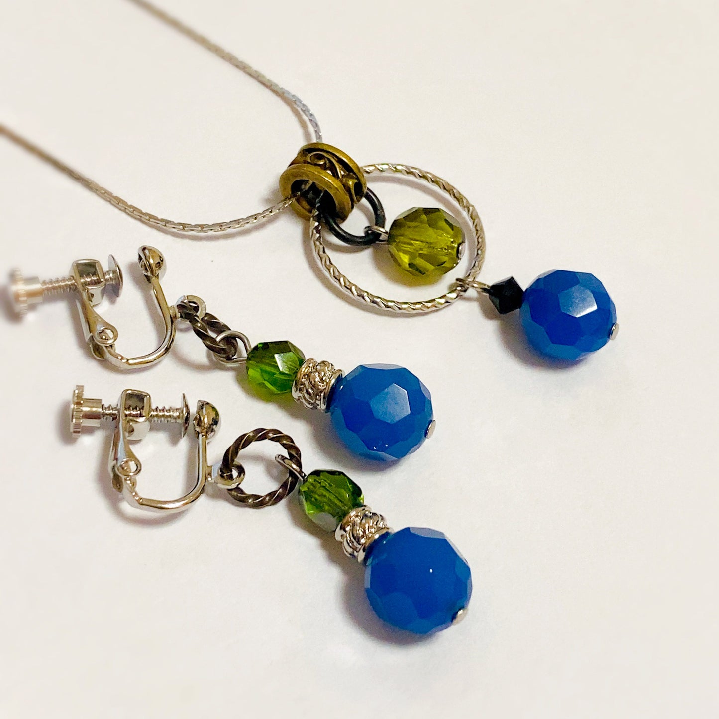 ［Set］ベネチアガラス イメージチャームネックレス / ドロップピアス イヤリング