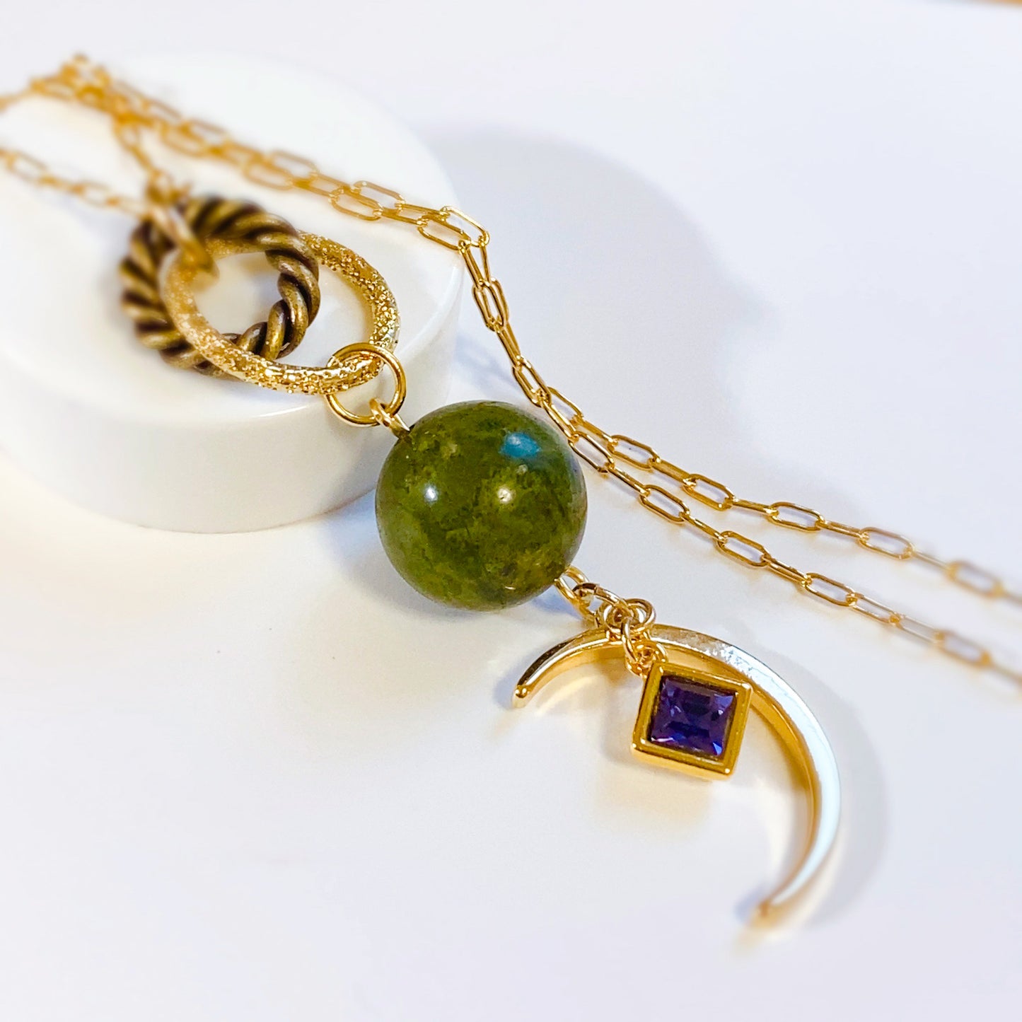 ベネチアガラス&ダブルチャーム ネックレス