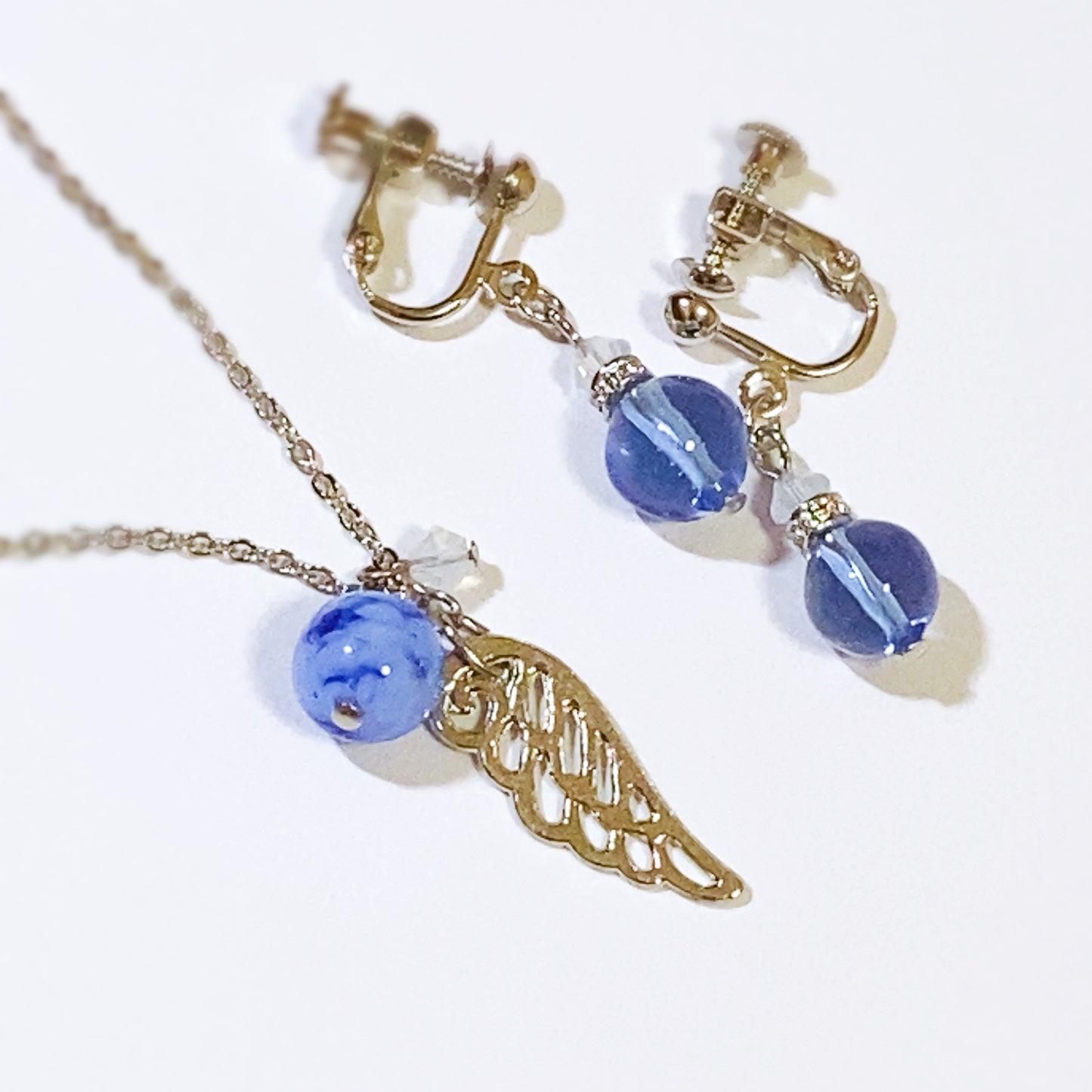 ［Set］ベネチアガラス イメージチャームネックレス / ドロップピアス イヤリング