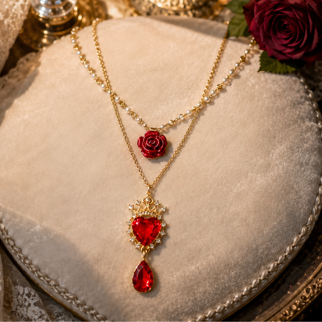 【黒羽ロクサーナ】誓いの紅薔薇 レイヤードネックレス